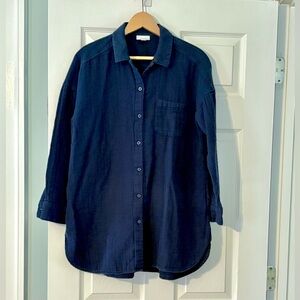 J. Jill Women's Navy Button Down Shirt Sz M